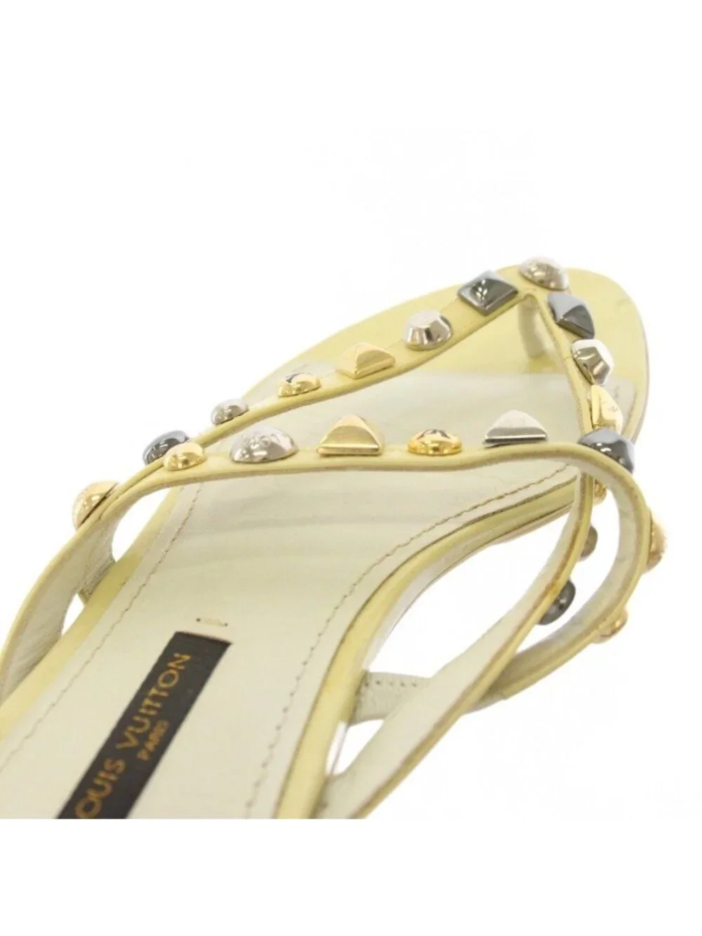 Louis Vuitton Sandals Studs Enamel 35 White Ivory TK